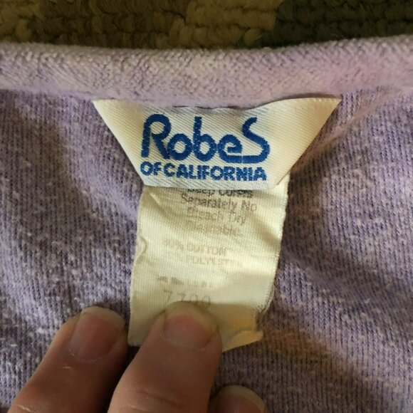 California ROC Purple Velour Robe Housecoat Sz M USA Maxi Pockets - Picture 4 of 6